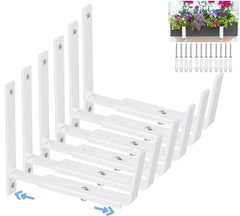 HFHOME front view of six white brackets showing uniform outdoor display benefit