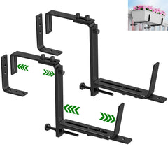HFHOME front view of two black adjustable planter brackets showing shape and profile