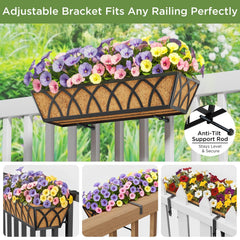 HFHOME planter mounted on balcony with flowers for secure railing display