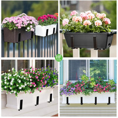 HFHOME bracket mounted on balcony railing holding a planter, showing secure support