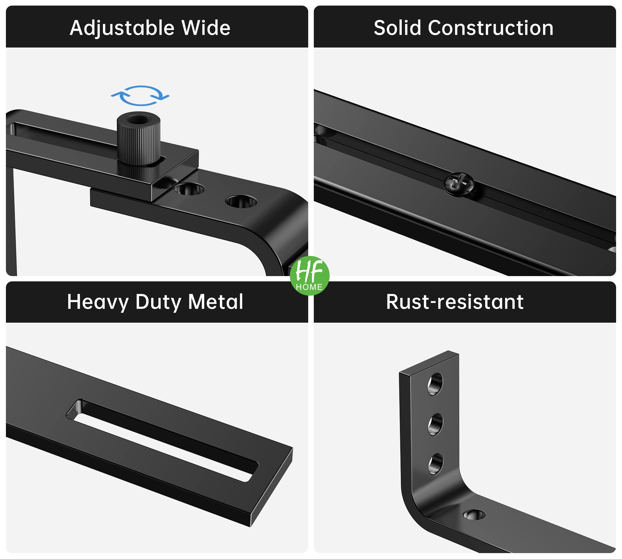 HFHOME product packaging with two brackets and instruction card included