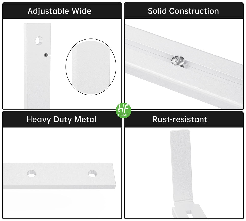 HFHOME brackets beside a ruler showing size range and fit clarity