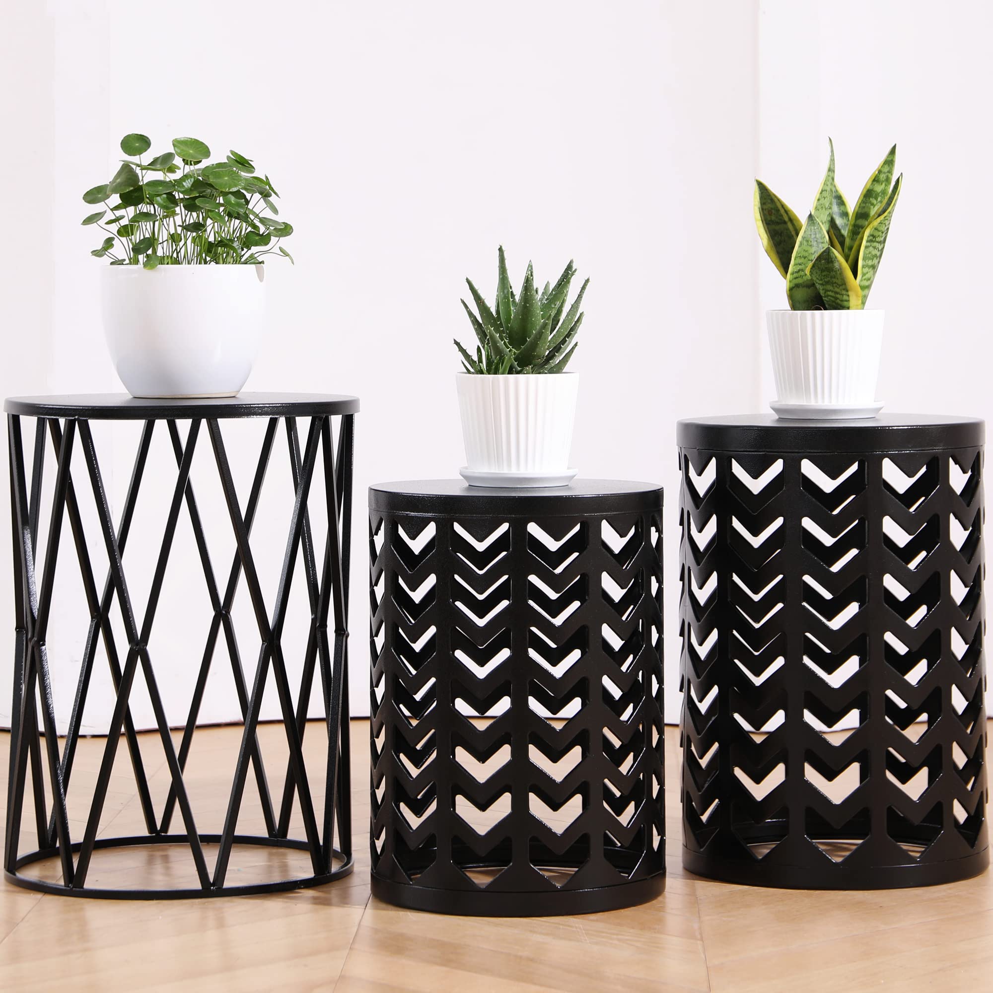 HFHOME tables separated and styled with plants demonstrating multifunctional use