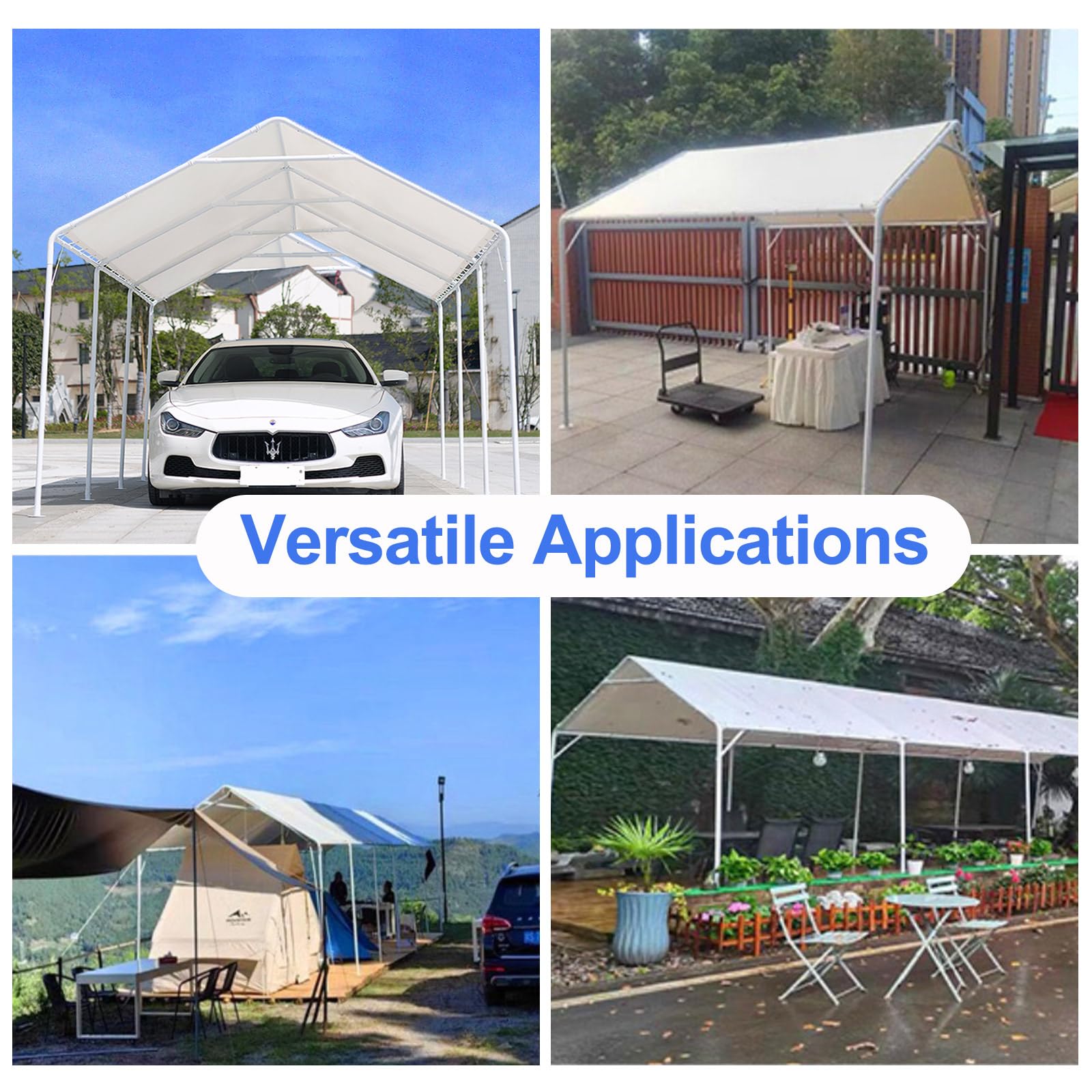 HFYZZ canopy in use over parked car showing vehicle protection from weather