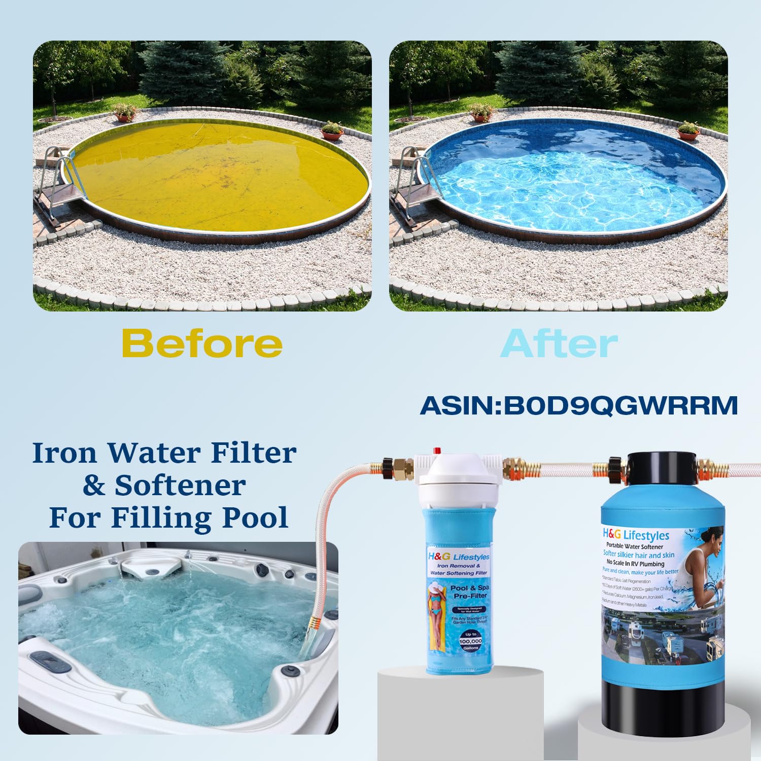 H&G lifestyles filter filling a backyard pool reducing discoloration and stains