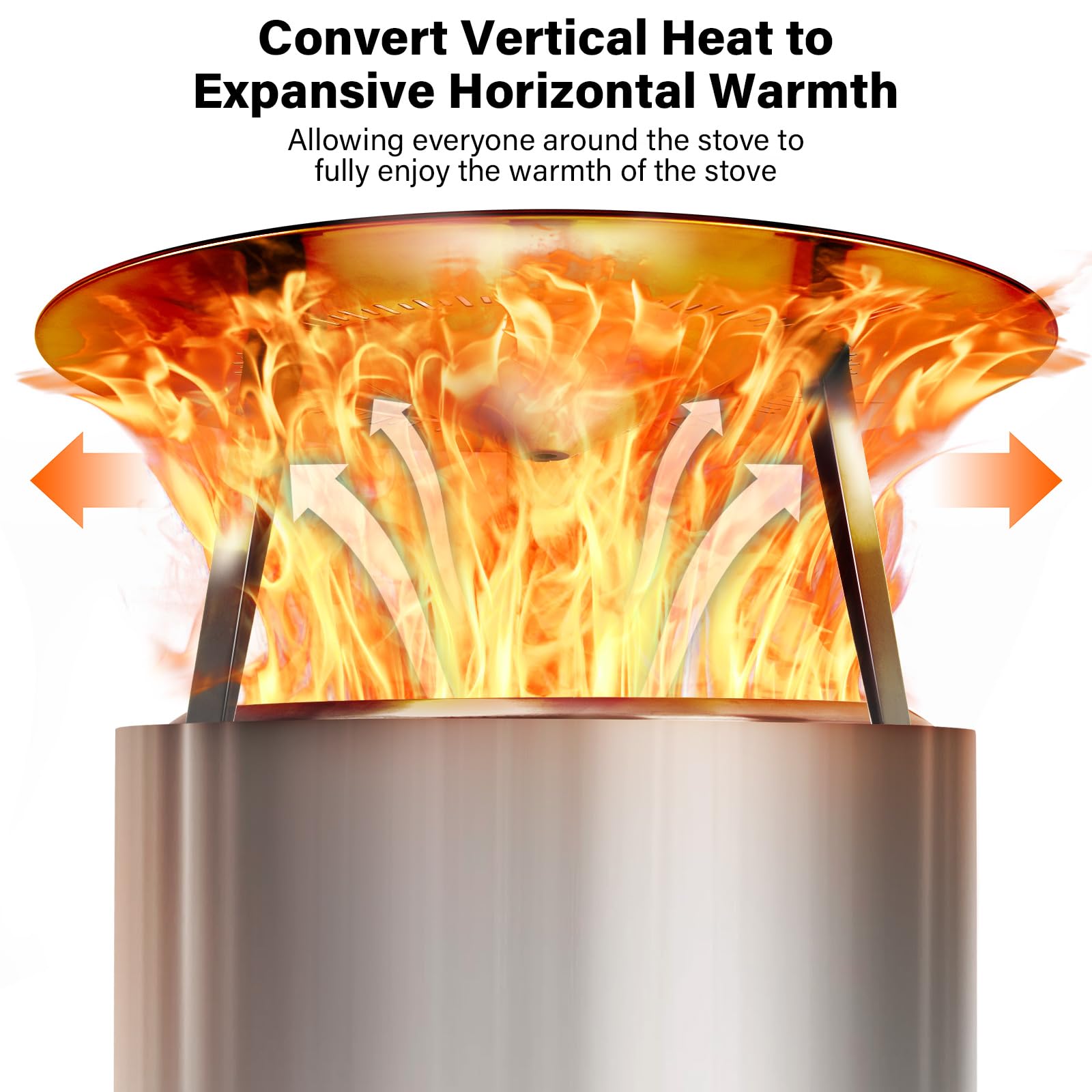 HGD deflector installed on fire pit side angle showing redirected heat benefit