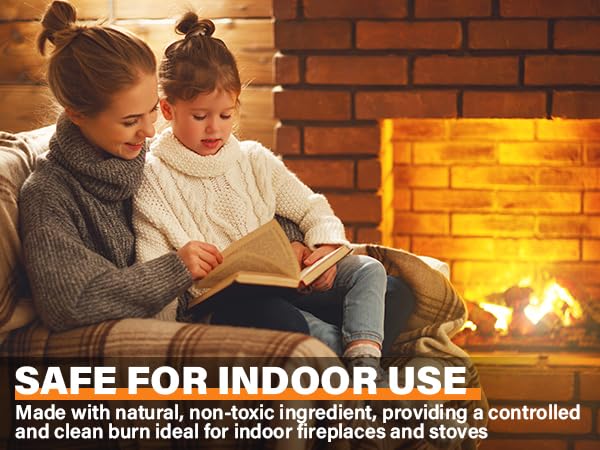 HGD cube starting a fireplace demonstrating easy indoor ignition