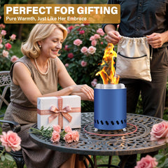HGD lit at night creating warm ambiance for outdoor gatherings