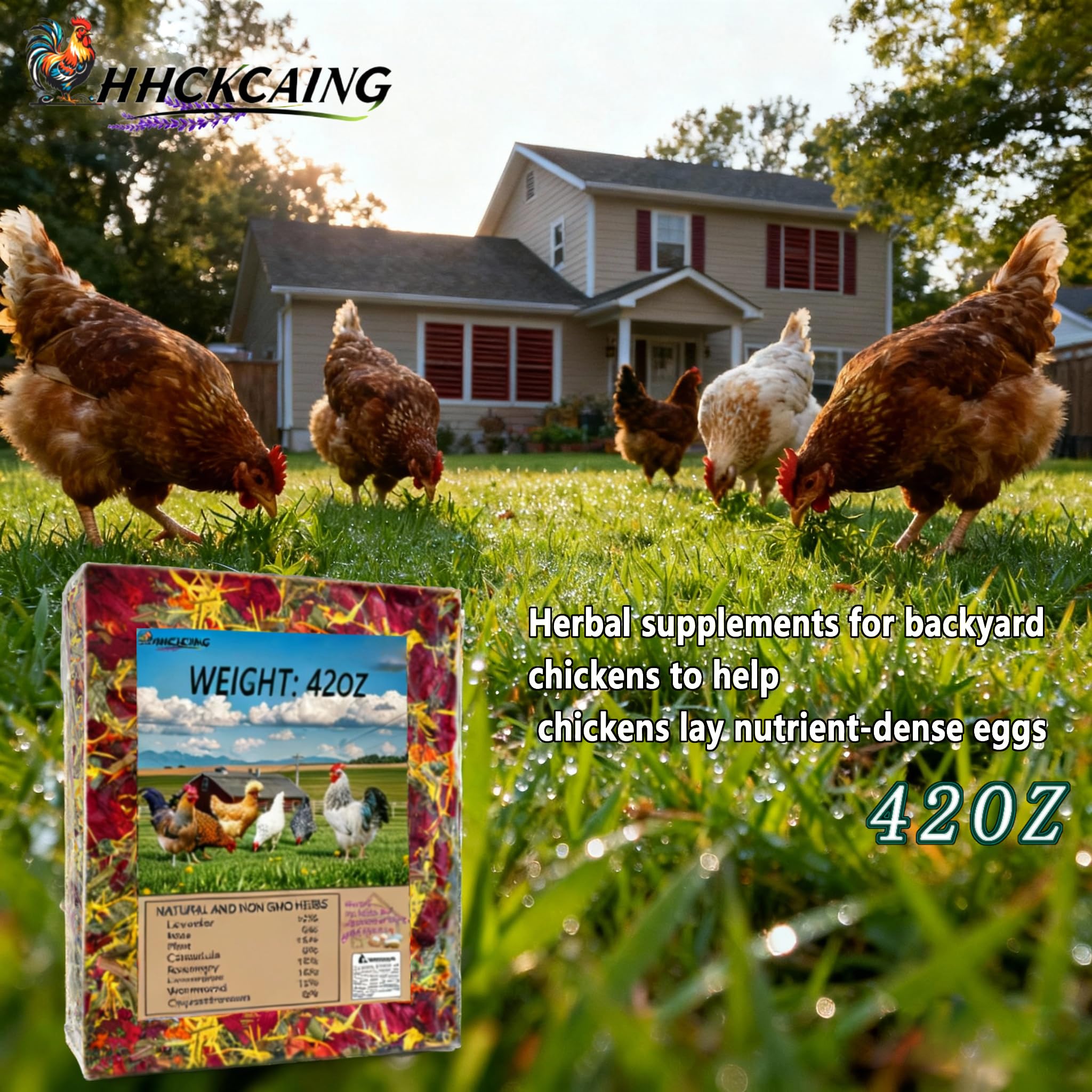 HHCkcaing applied in a chicken dust bath supporting preening and coop hygiene