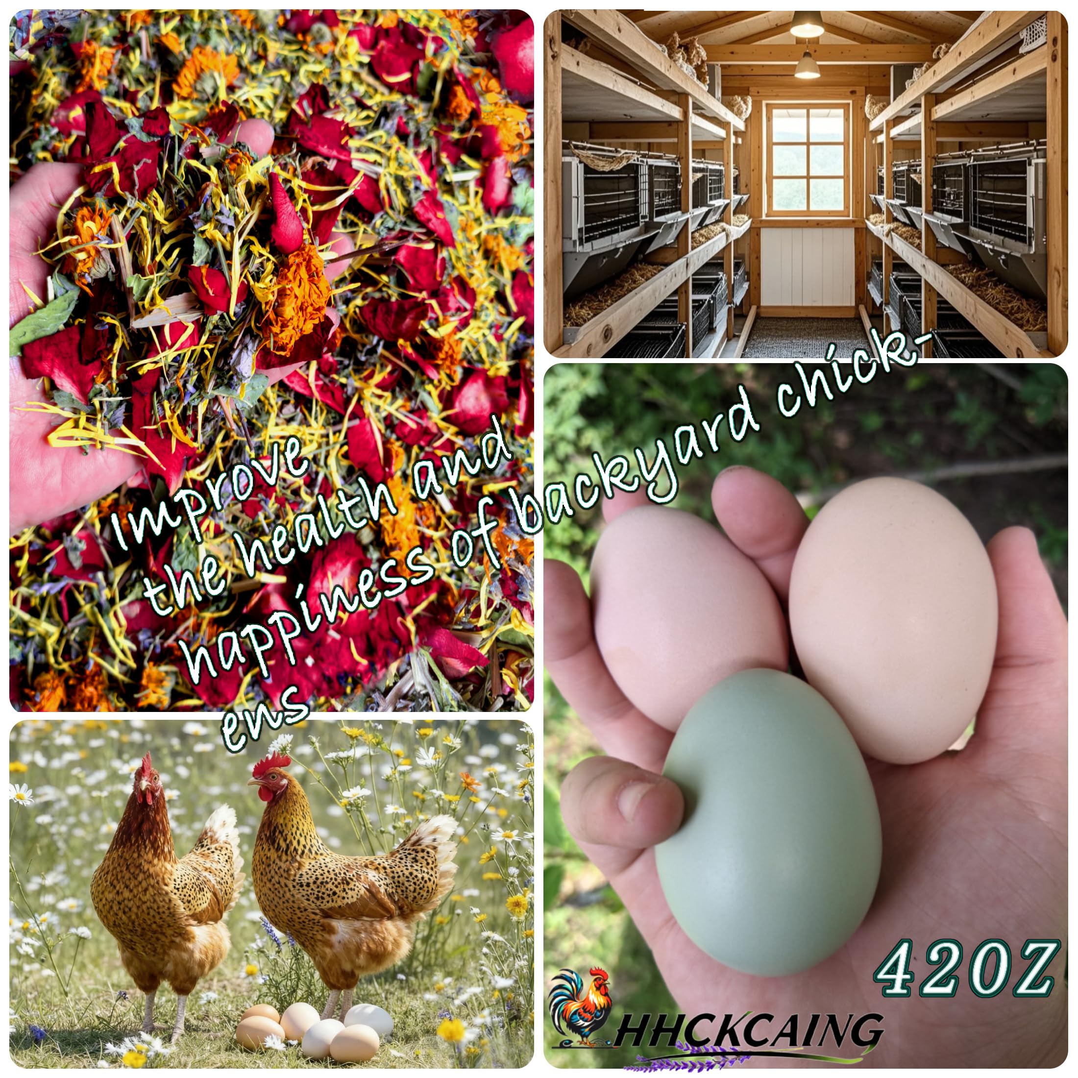 HHCkcaing in a backyard coop scene illustrating calmer hens and tidier nesting area