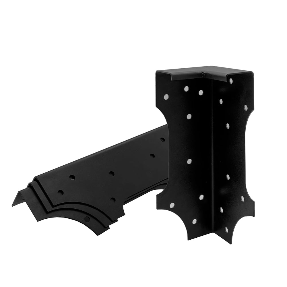 Hi Flame front view of assembled corner bracket showing sturdy square join