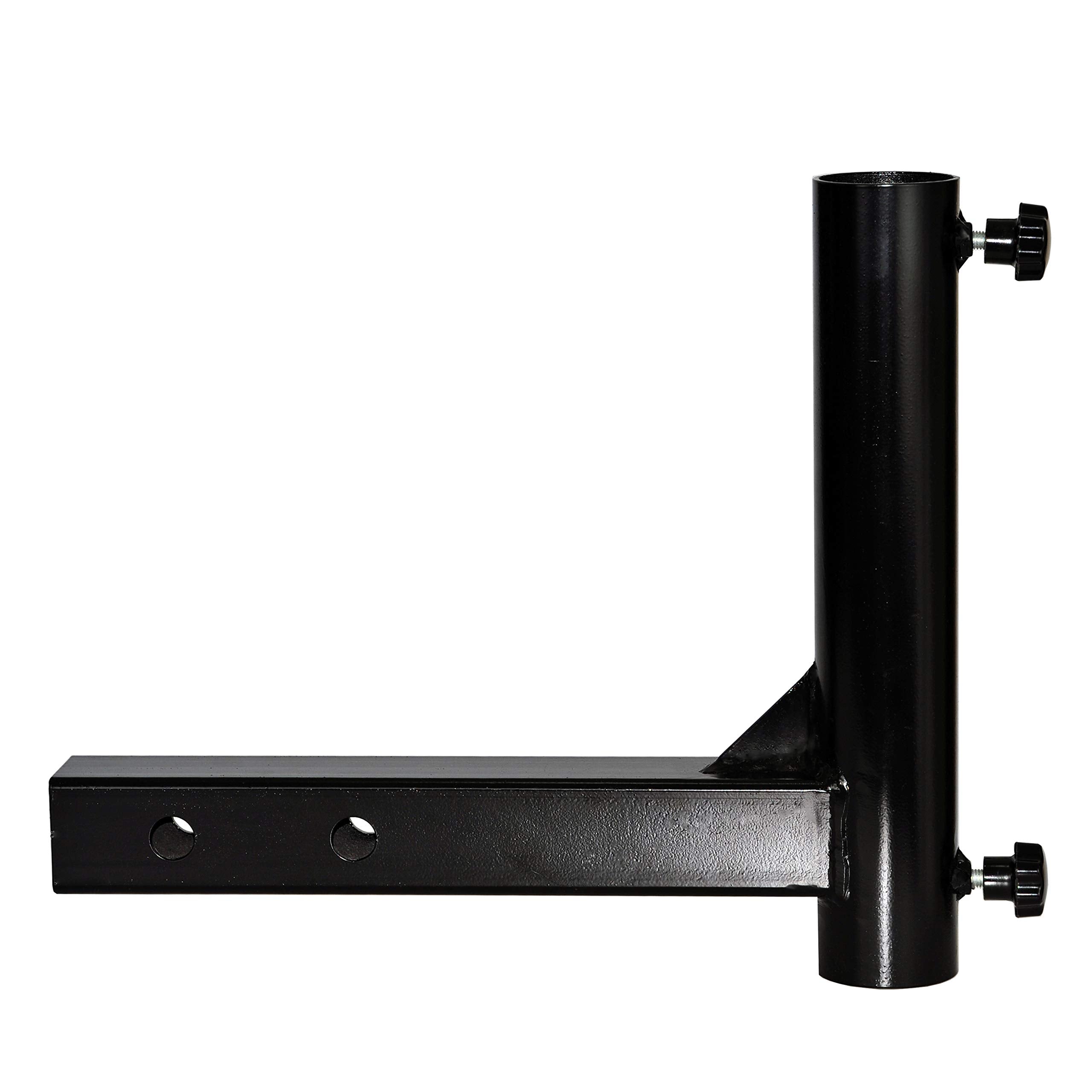 Hi Flame front view of hitch flagpole holder shows sturdy black finish and universal fit