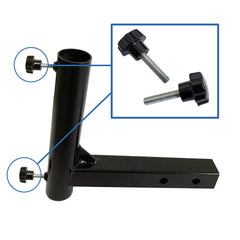 Hi Flame mounted on truck hitch with flag flying demonstrating road-ready stability