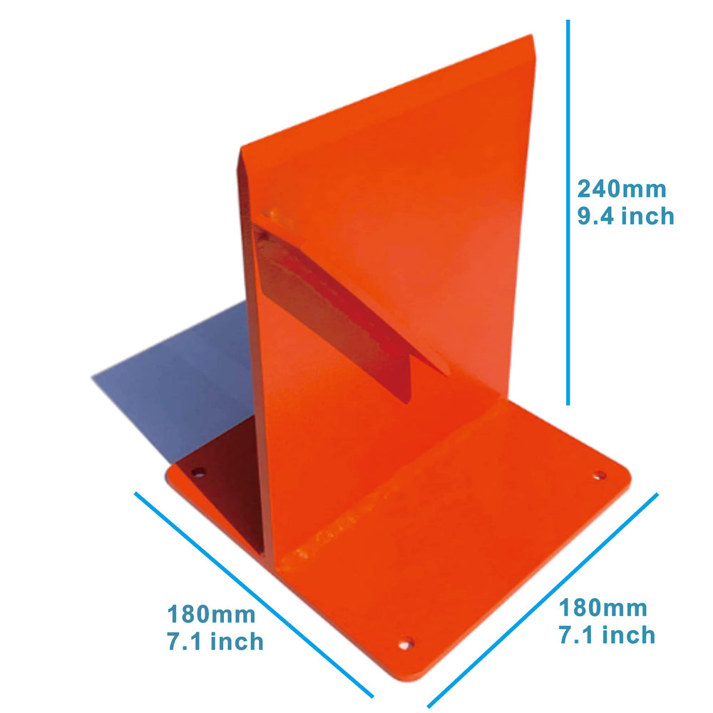 Hi Flame beside a hand and hammer to show 9.4 inch size and portability