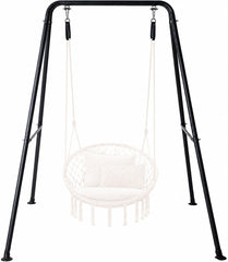 Hi-Na front view of hammock stand showing stable A-frame and versatile placement benefit