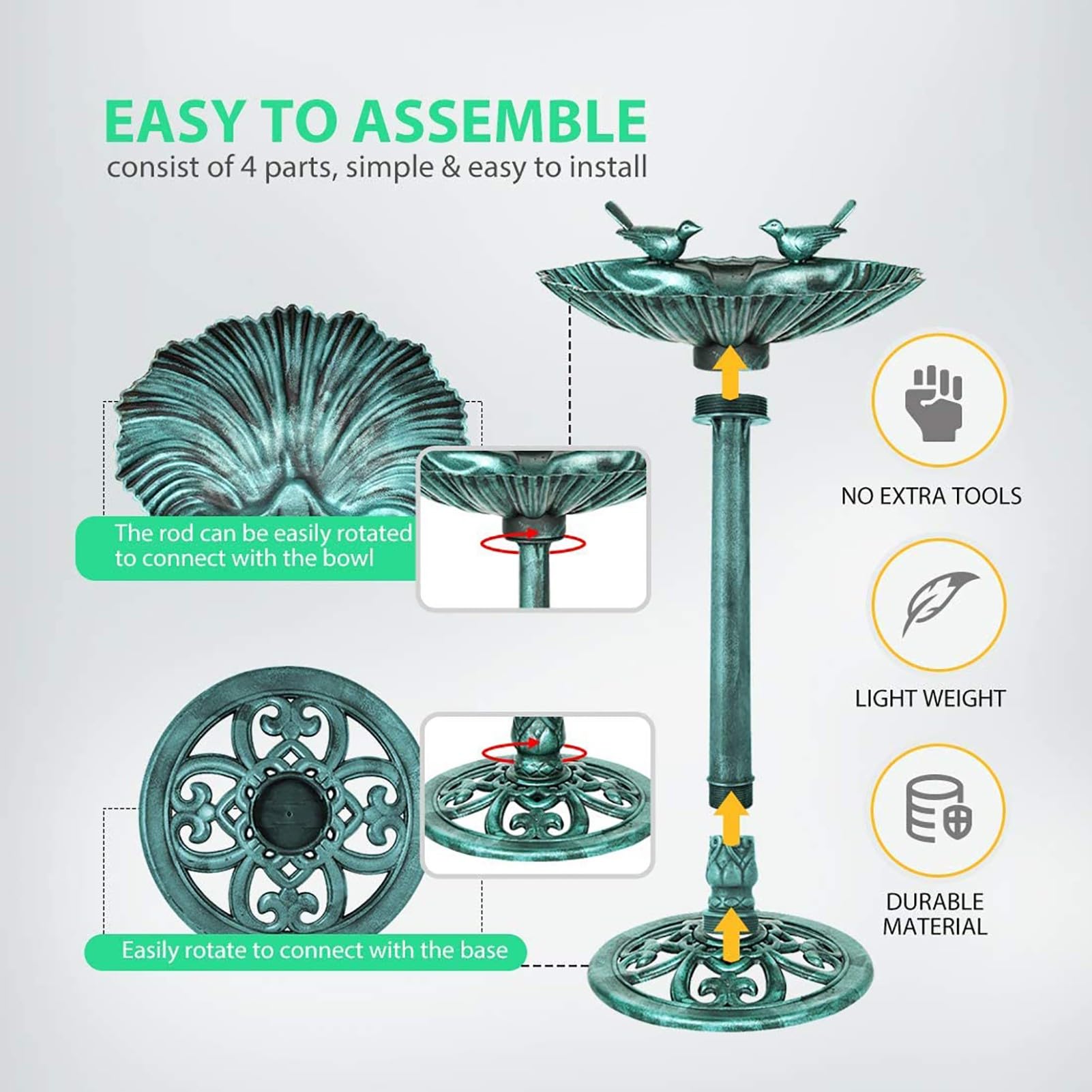 HI SUYI bird bath placed in garden offering a focal point and bird attraction