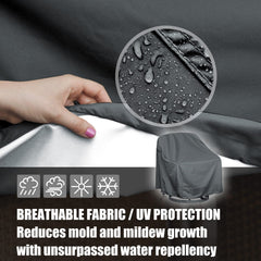 HI···YOUR COVER drawstring and buckle securing hem to prevent wind lift