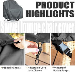 HI···YOUR COVER installed on a swivel chair demonstrating secure weather protection