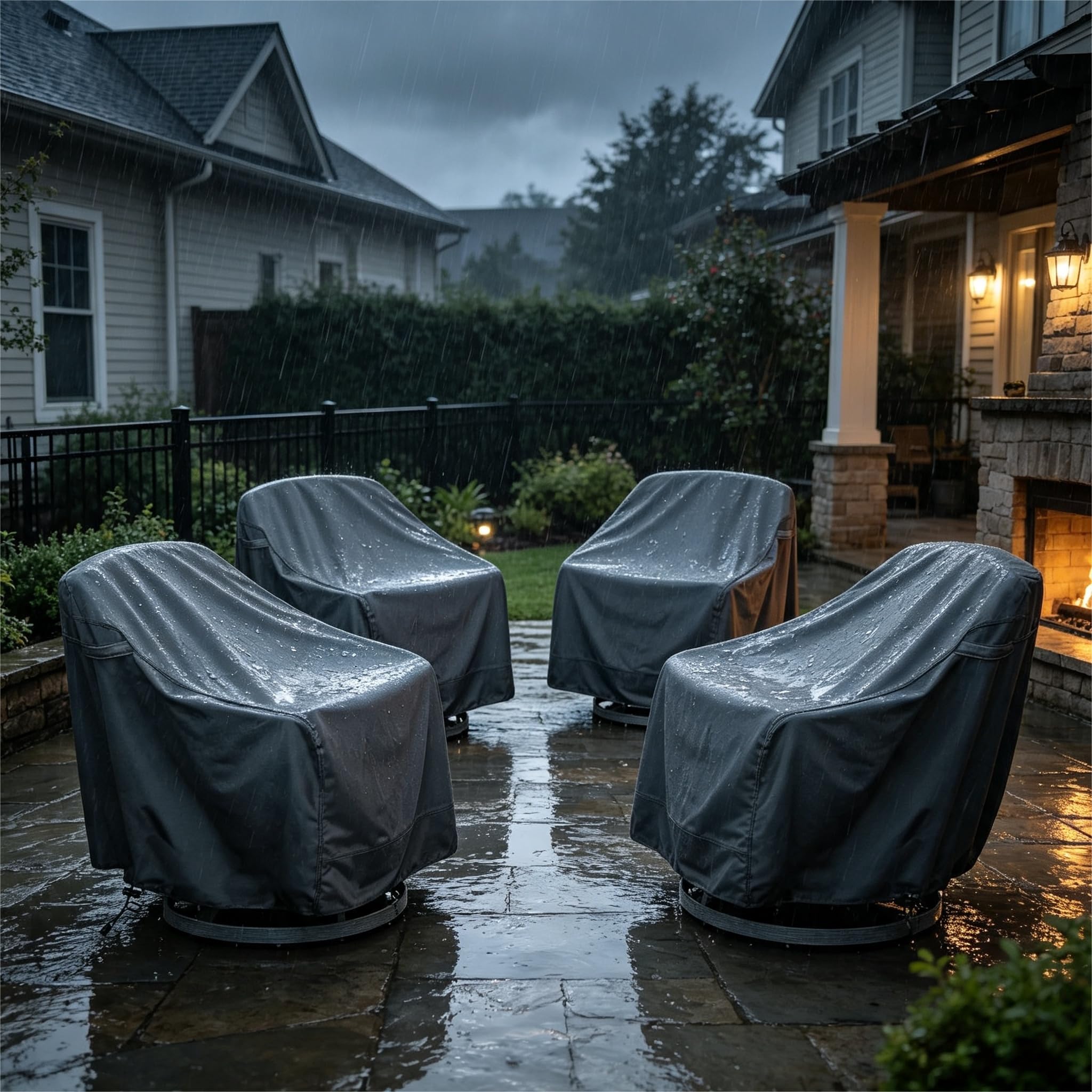 HI···YOUR COVER covers on a patio setting keeping furniture clean and guest-ready