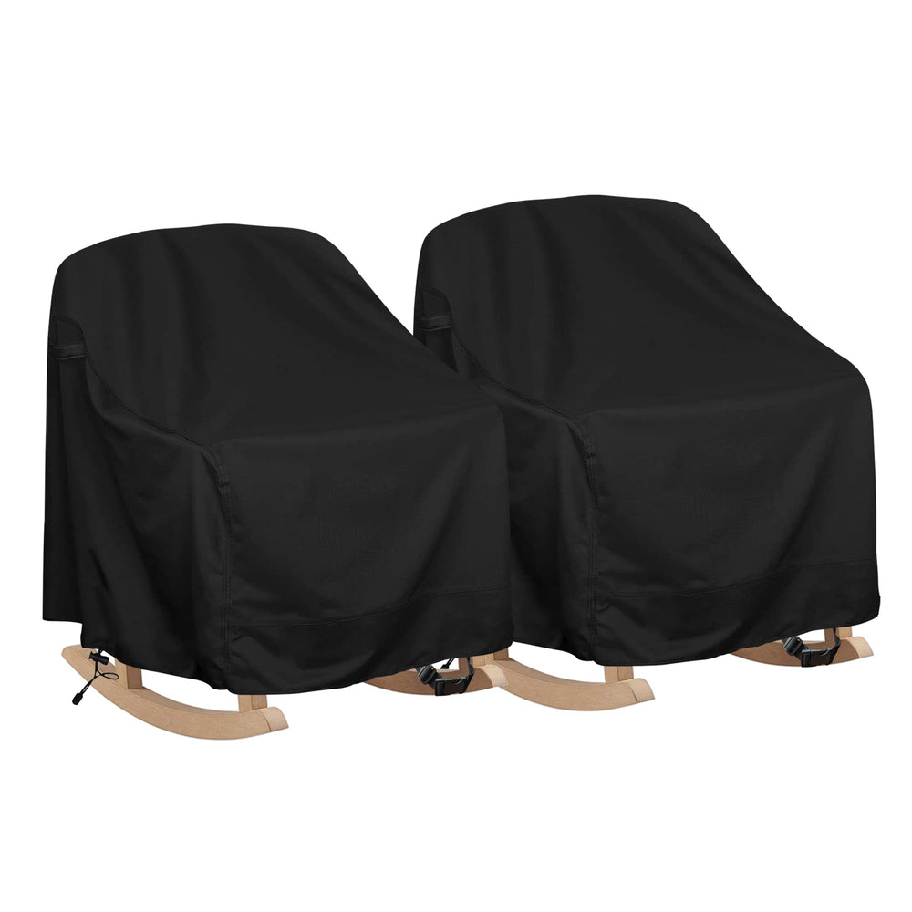 HI···YOUR COVER on a porch rocking chair demonstrating weather protection in use