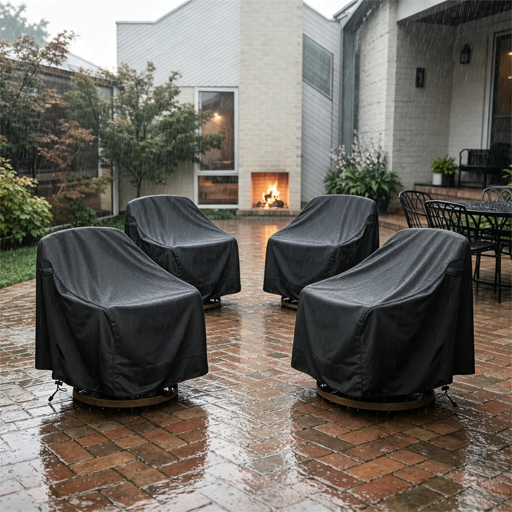 HI···YOUR COVER size comparison beside a chair showing exact fit benefit