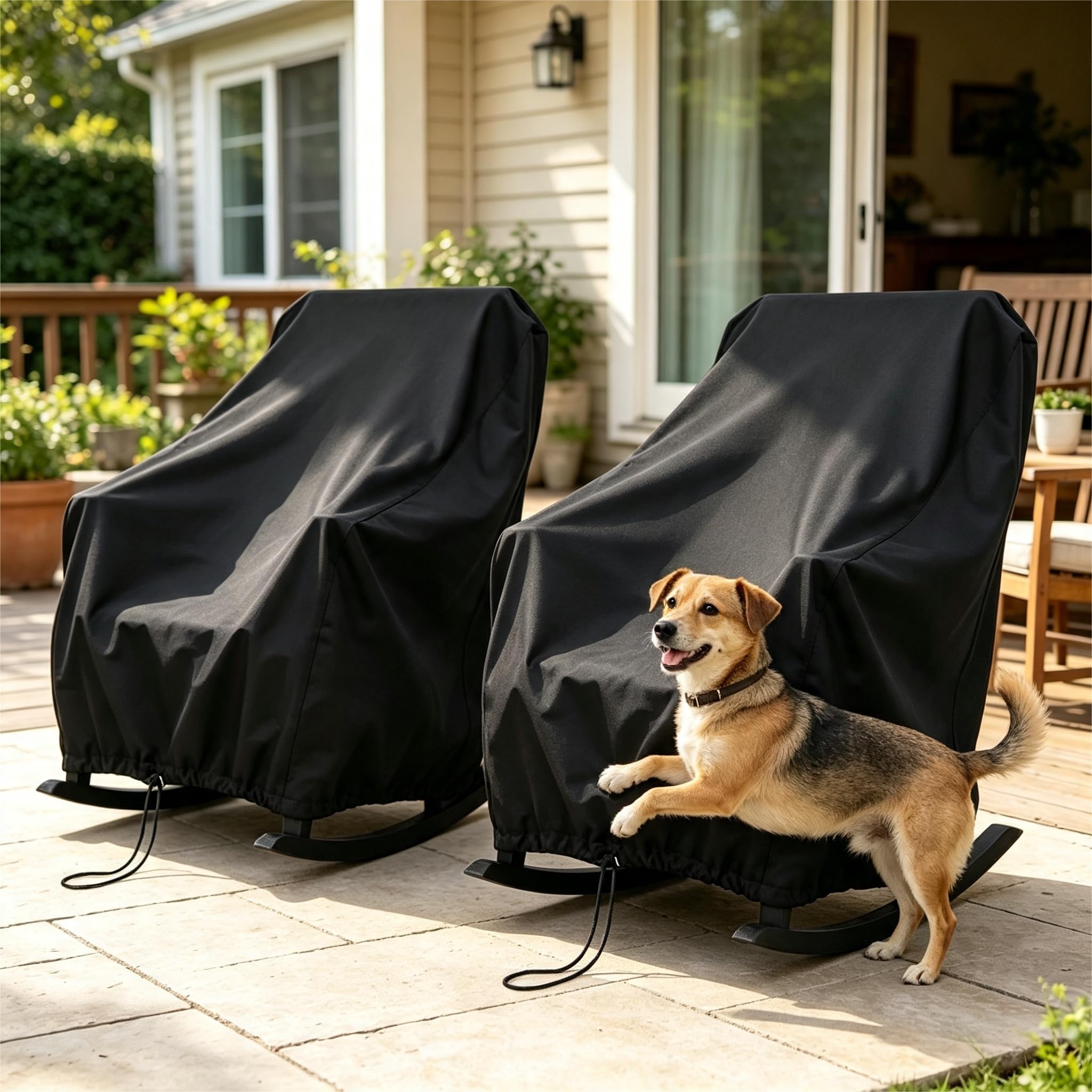 HI···YOUR COVER comparison showing cover dimensions against a standard chair