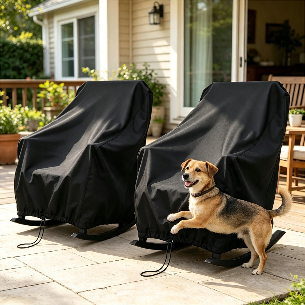 HI···YOUR COVER comparison showing cover dimensions against a standard chair