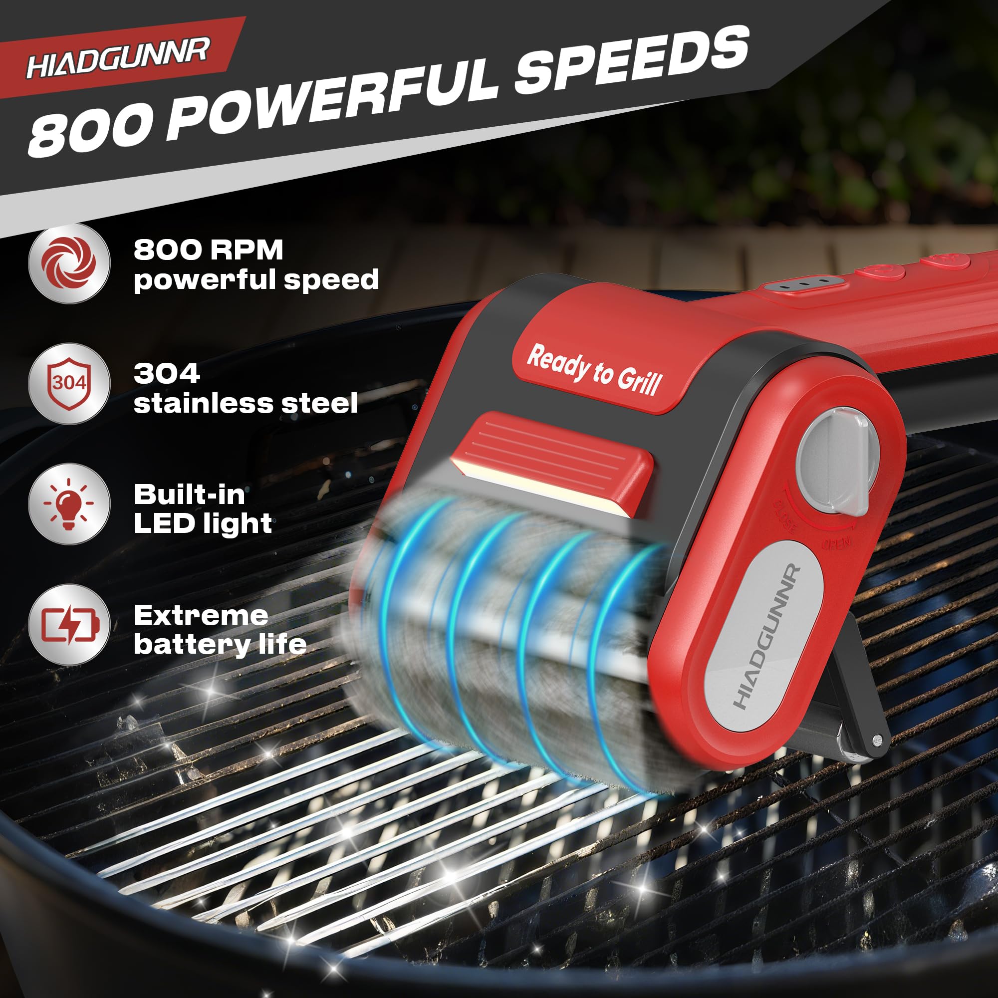 HIADGUNNR removable 304 stainless bristles detail for durable abrasion