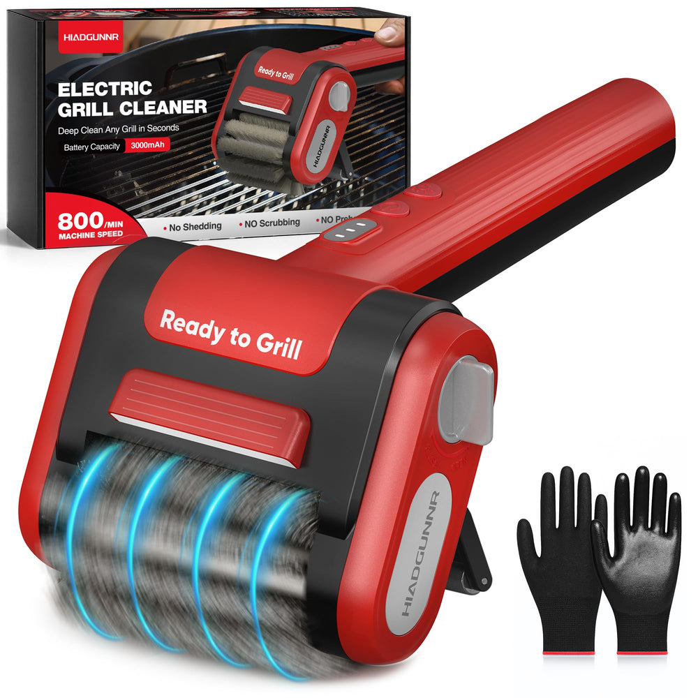 HIADGUNNR front view of cordless electric grill brush for fast cleaning
