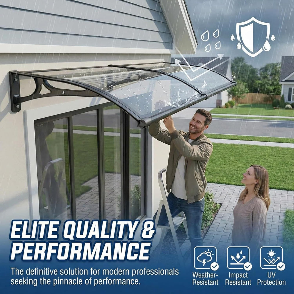 HIAPES awning mounted on a brick wall showing secure, neat attachment