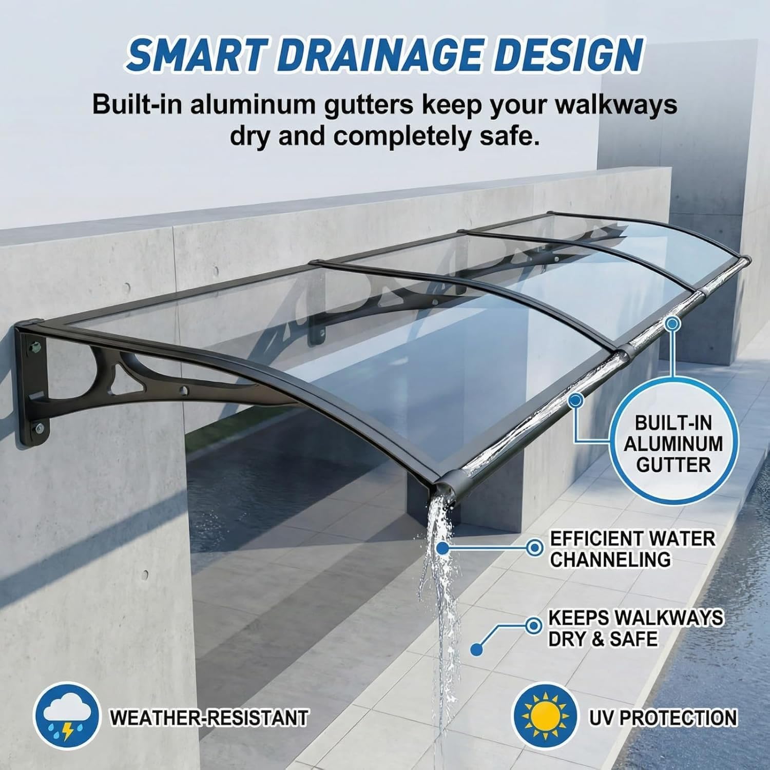 HIAPES side view showing water runoff channeling to prevent leaks