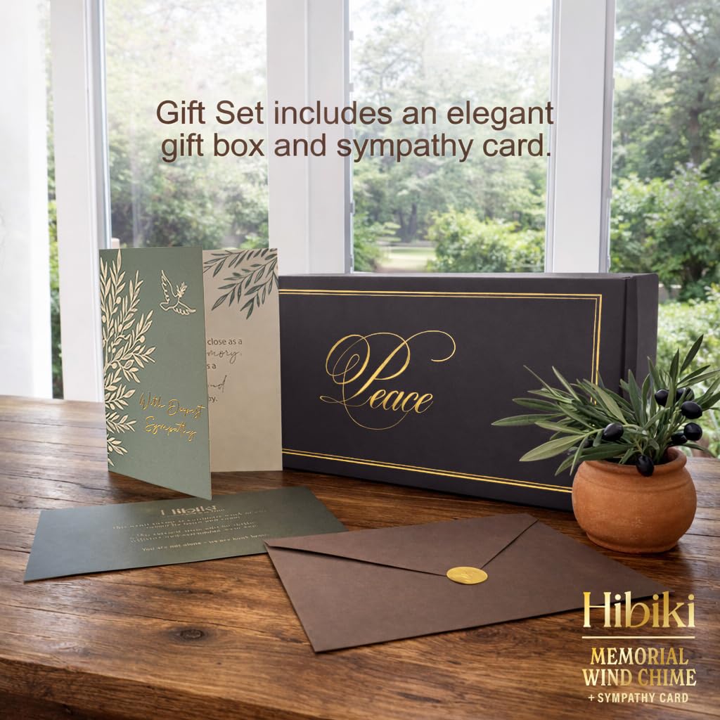 hibiki gift box with sympathy card and gold olive branch sticker included