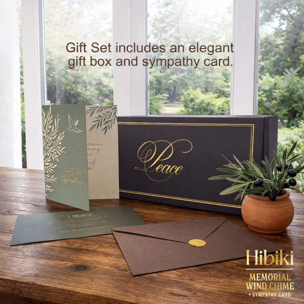 hibiki gift box with sympathy card and gold olive branch sticker included