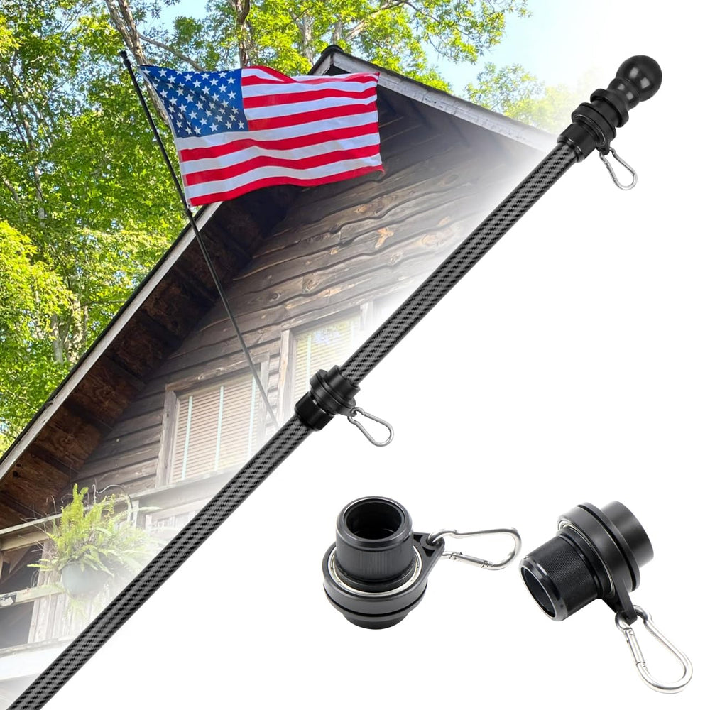HIBLE 7ft flag pole front view showing full-length and sleek finish, durable display