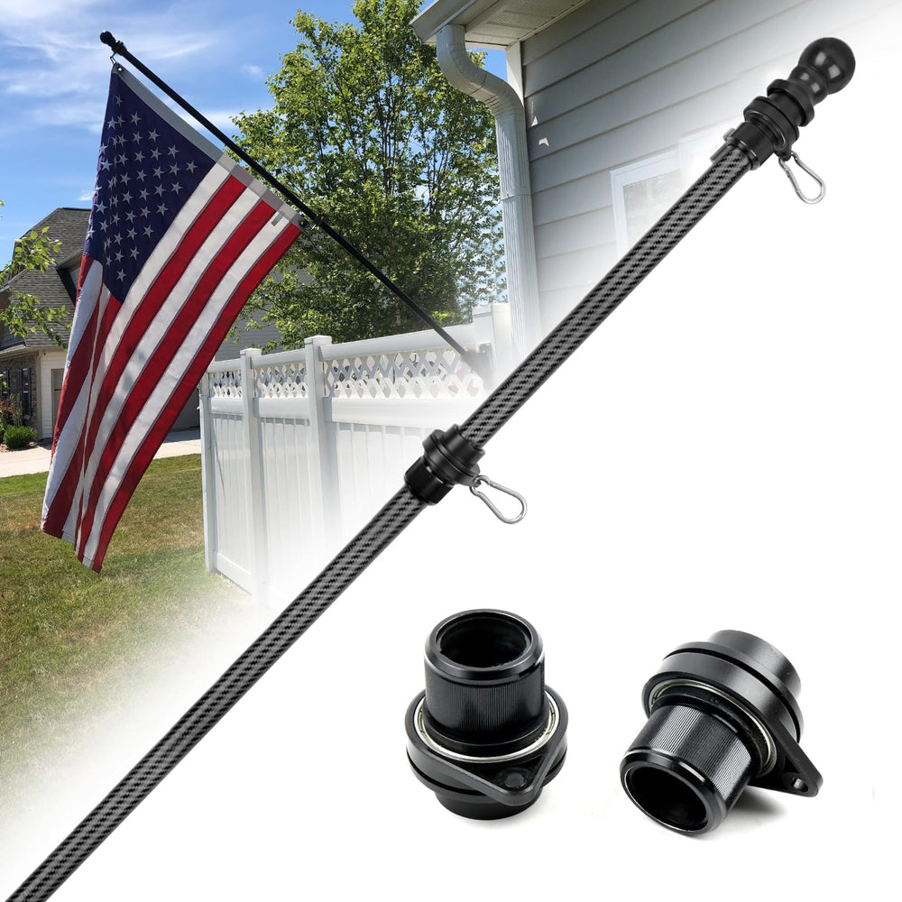 HIBLE flag pole front view showing sleek carbon fiber and compact height benefit