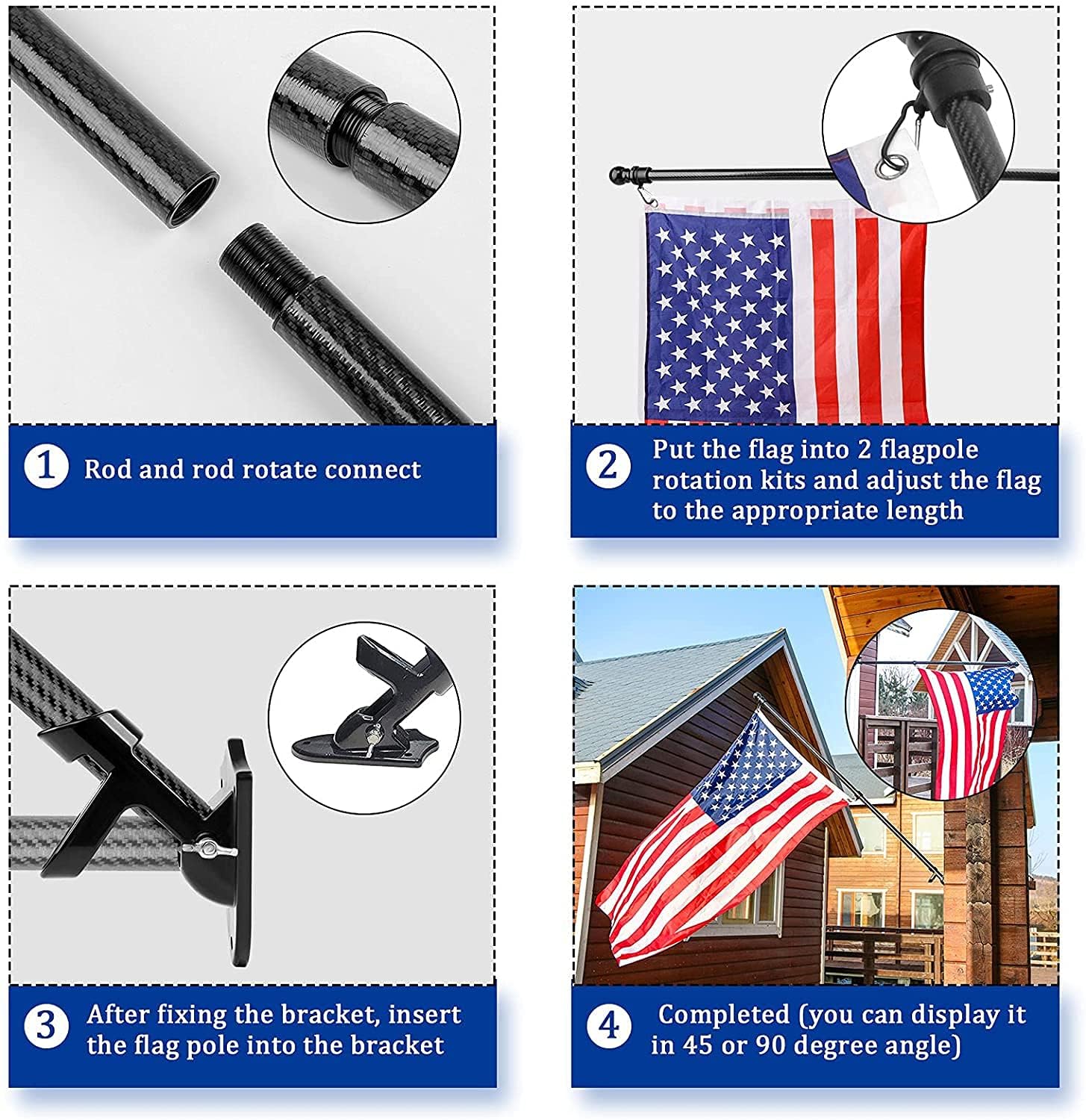 HIBLE flag pole lifestyle porch installation showing tidy mounting and curb appeal
