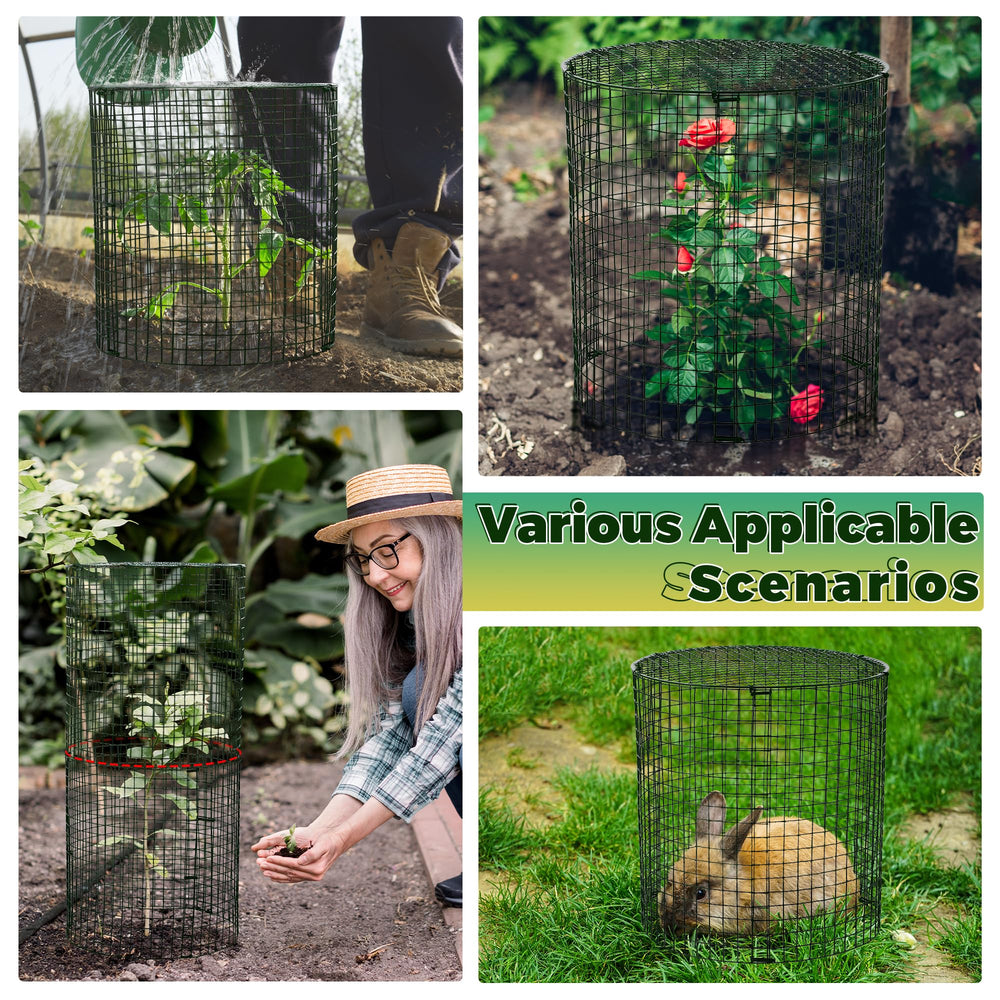 Hiboom garden scene with protected vegetable plants demonstrating discreet protection