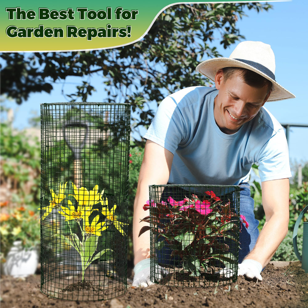 Hiboom cage next to a planter showing 12x13 inch scale for fit guidance