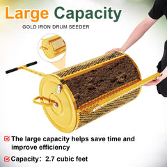 Hiboom spreader in use on lawn demonstrating faster, even compost distribution