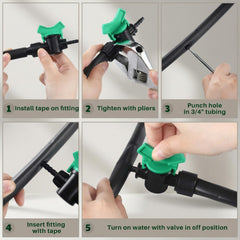 Hiboom green T-handle shutoff detail for fast on/off control