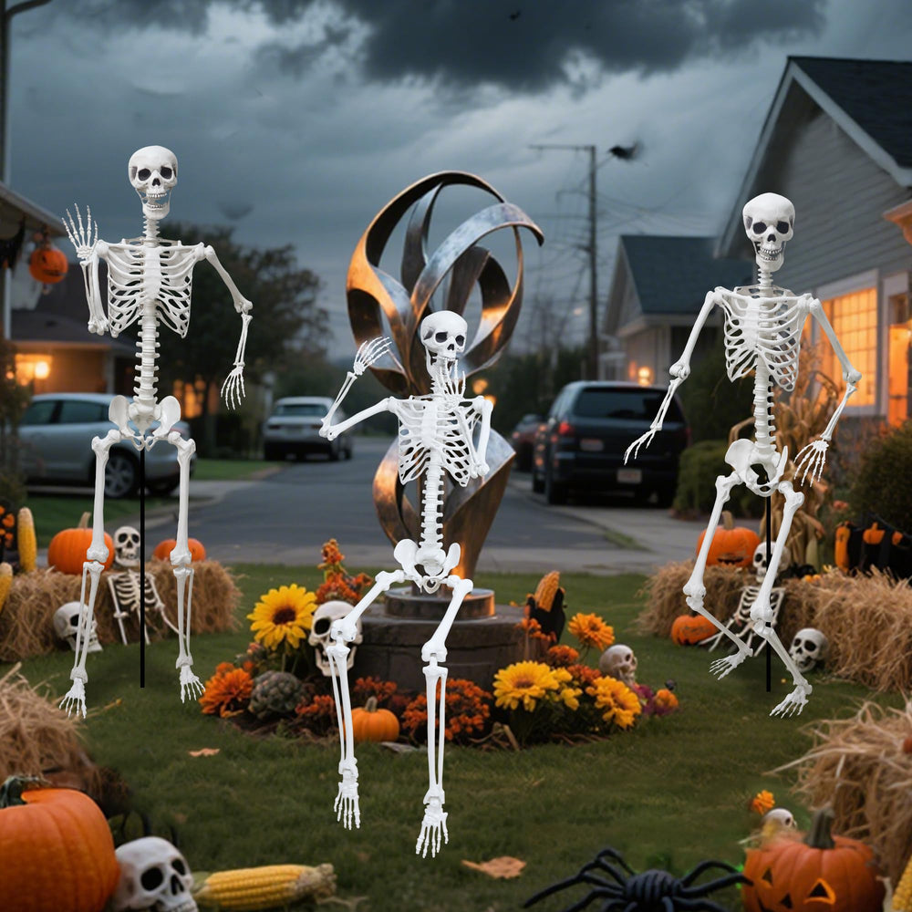Hibsotco skeletons at Halloween party showing atmospheric décor enhancement
