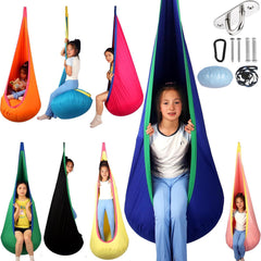 HiCamer pod swing front view showing roomy interior and supportive rim for calming benefit