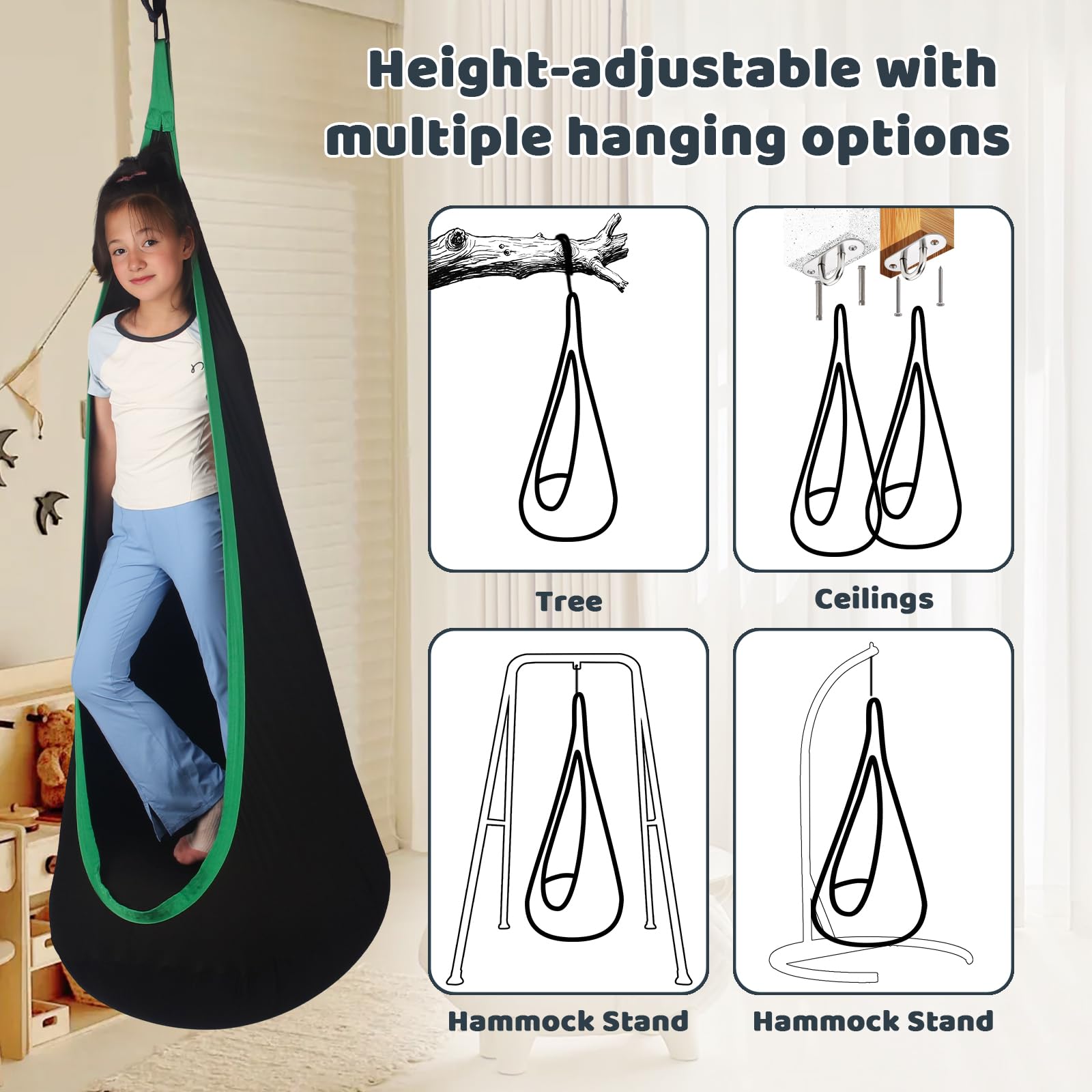 HiCamer included hanging hardware and adjustable daisy chains for easy, secure installation