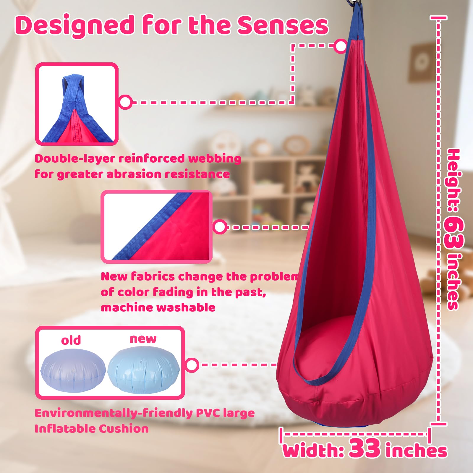 HiCamer interior angle showing seating space and cozy enclosure benefit for calming