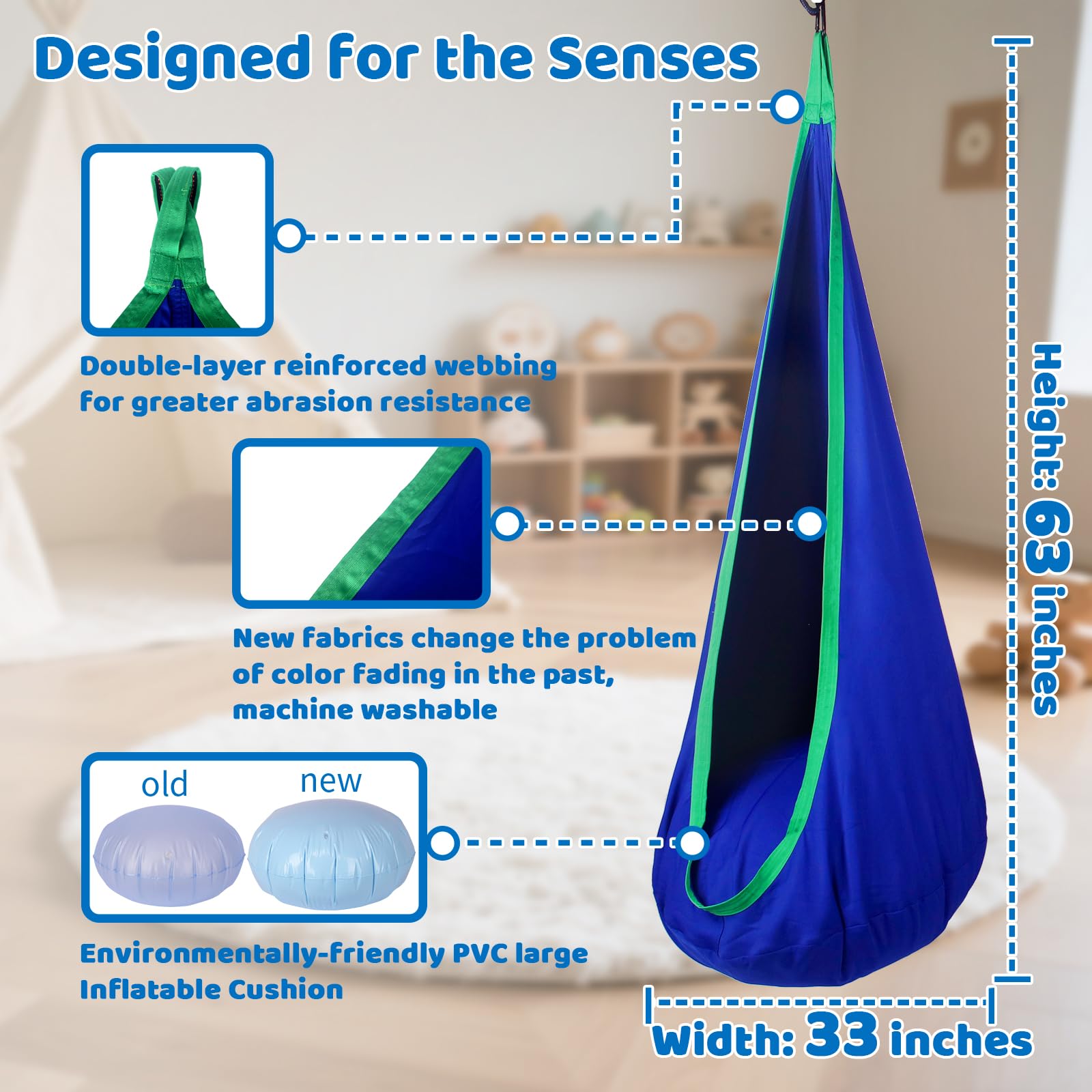 HiCamer PVC cushion detail highlighting soft air padding for added comfort and non-slip support
