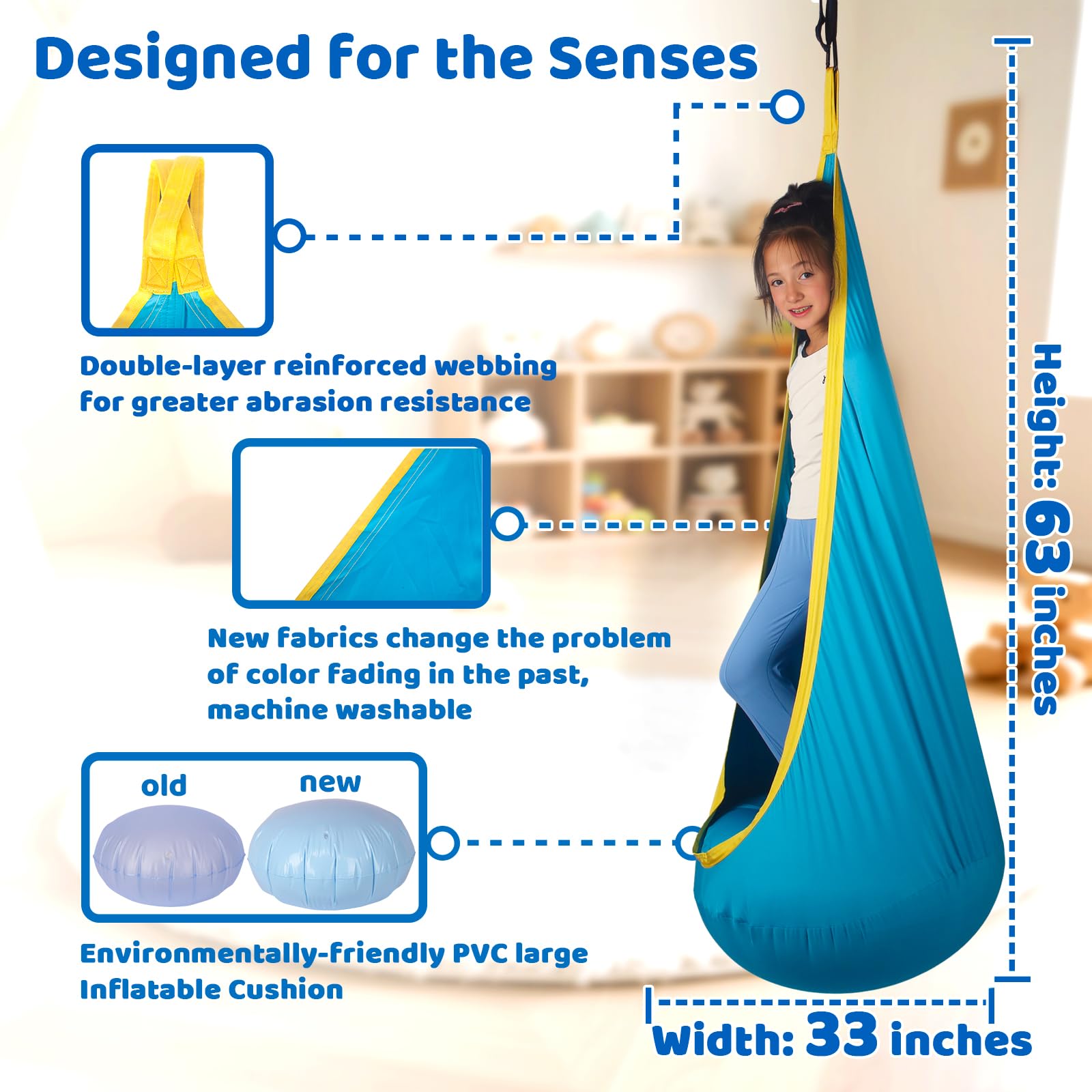HiCamer soft PVC air cushion detail showing comfortable flexible support