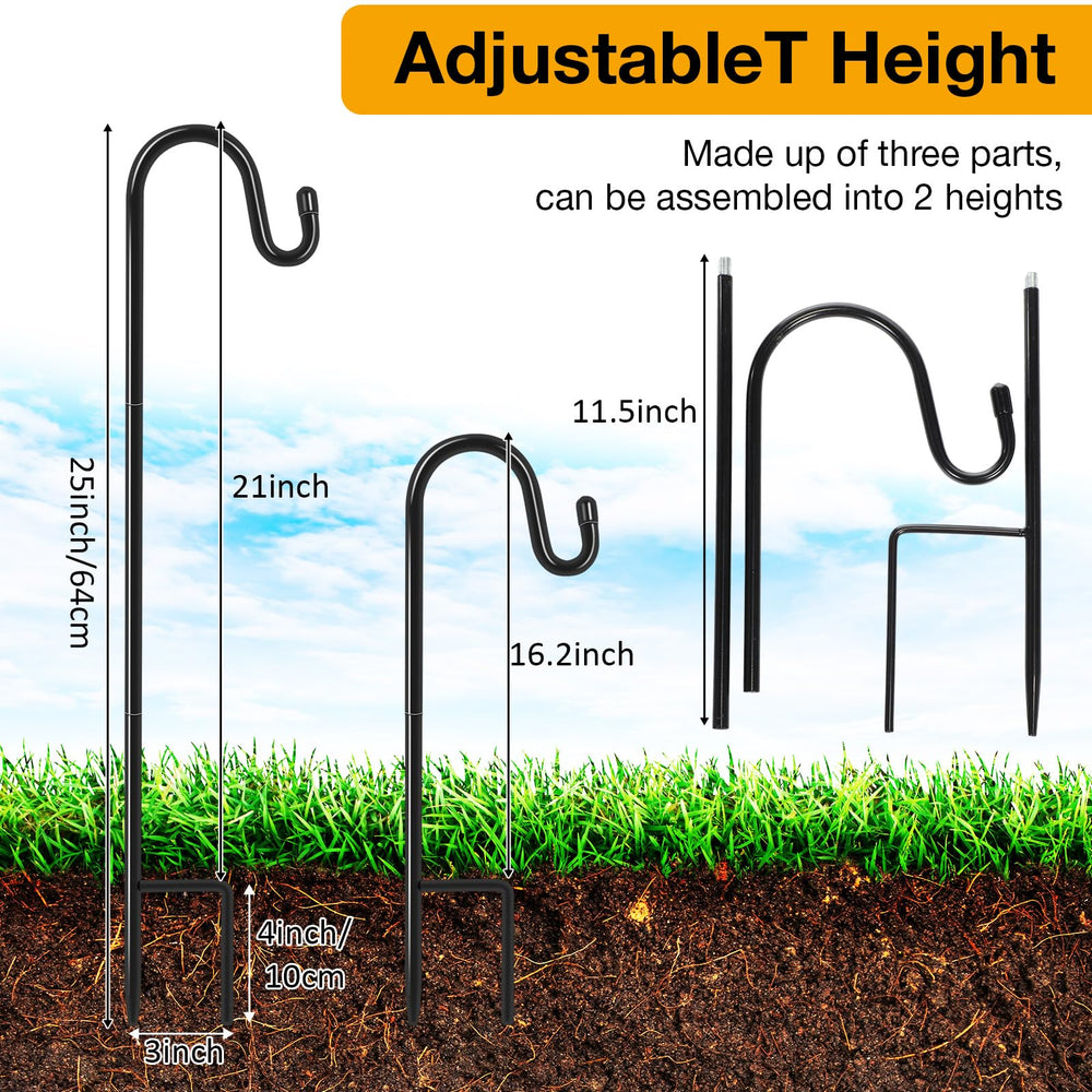 Hicarer assembled shepherds hook in garden holding a hanging planter for easy display