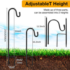 Hicarer assembled shepherds hook in garden holding a hanging planter for easy display