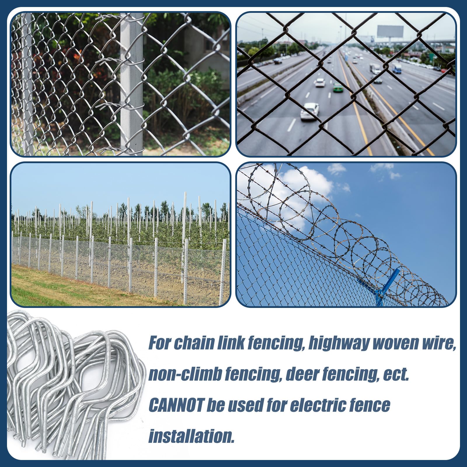 Hicarer clips installed on a T-post securing wire for stable fencing