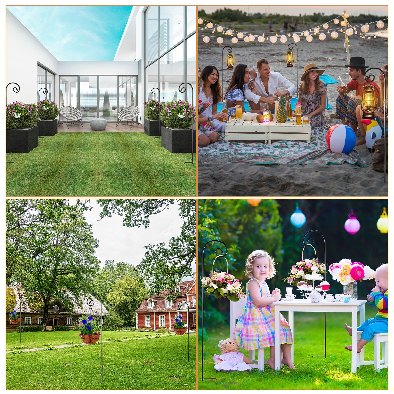 Hicarer hooks lining a pathway for cohesive outdoor styling and lighting placement